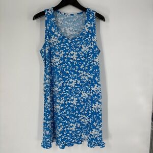 Draper James Blue Shadow Floral Ruffle Nightie Size L/XL Stretch Soft